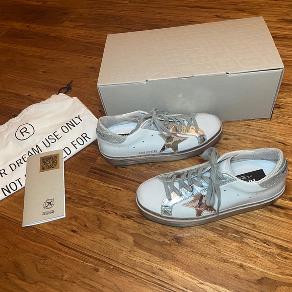 Authentic Golden Goose Hi Star shoes size 37 like new silver sole and camo star - Picture 1 of 10